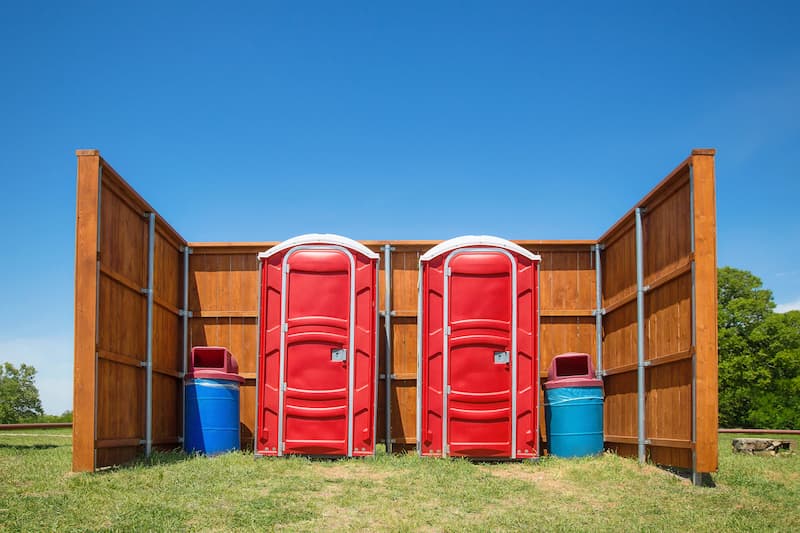 Short-term porta potty units staged for delivery in Summerville, South Carolina
